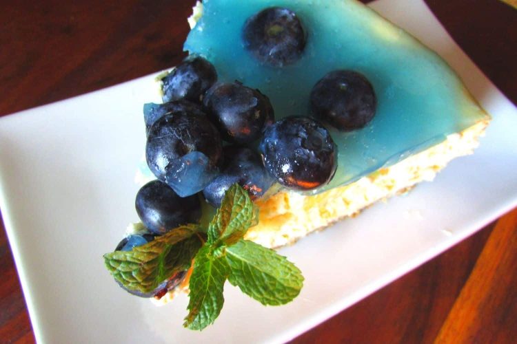 Blueberry Cheesecake baked with Blue Gin and Tonic