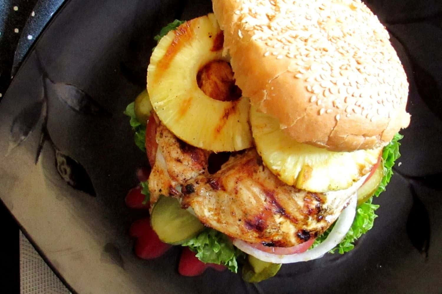 Grilled Chicken Burger with Pineapple