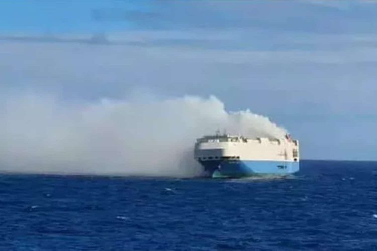 Luxury Car Cargo Ship Catches Fire in the Atlantic Ocean